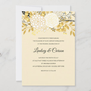 Sunny Floral Wedding Invitation Kaart