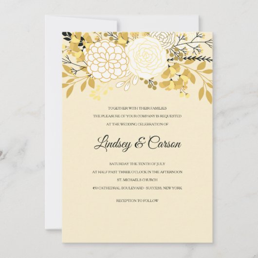 Sunny Floral Wedding Invitation Kaart (Voorkant)