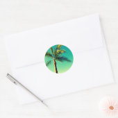 Sunny Florida Palm Tree Sky Afbeelding Ronde Sticker (Envelop)