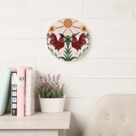 Sunny Folk Art Rooster Symmetrisch Ontwerp Grote Klok