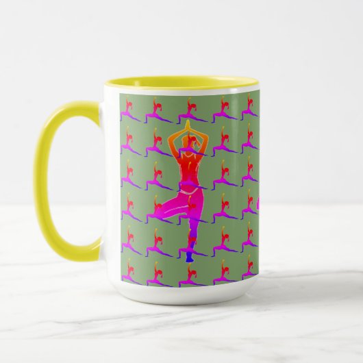 Sunny Fun Yoga Design' Combo Coffee Mok/Cup Mok (Links)