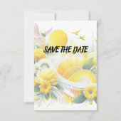 Sunny Fusion: Gele en Lime Levendige Ontwerpen Save The Date (Voorkant)
