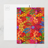 Sunny Garden Flowers - Red Yellow Sinaasappel Briefkaart (Voorkant / Achterkant)