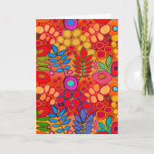 Sunny Garden Flowers - Red Yellow Sinaasappel Kaart (Voorkant)