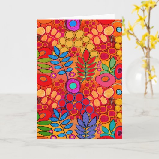 Sunny Garden Flowers - Red Yellow Sinaasappel Kaart (Gele Bloem)