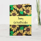 Sunny Get Well Wensen Zonnebloemen Helder Geel Kaart (Voorkant)