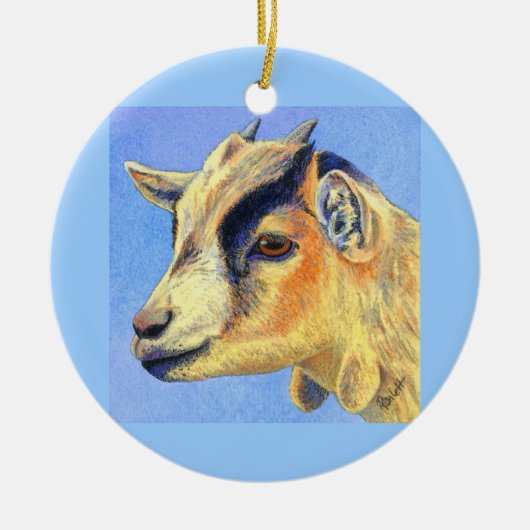 "Sunny Goat" - Kwergbeitornament Keramisch Ornament (Voorkant)
