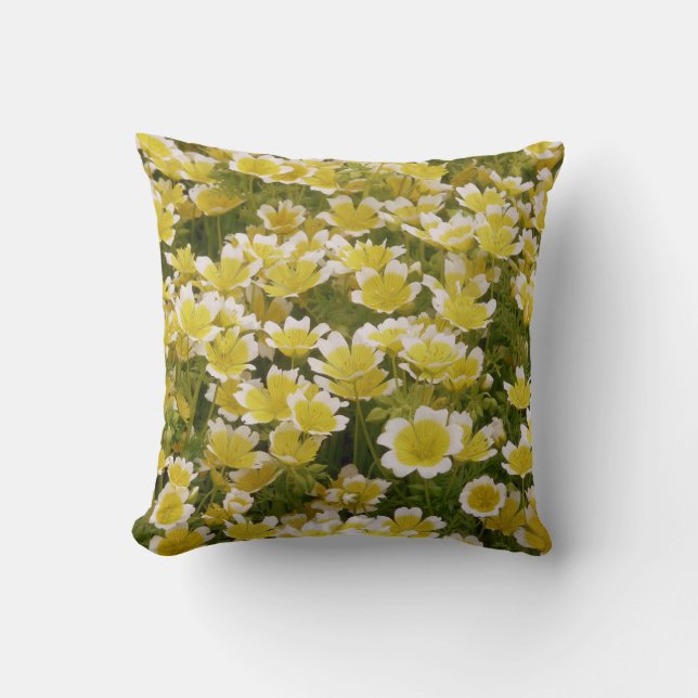 Sunny Gold White Flowers Cushion Kussen (Voorkant)