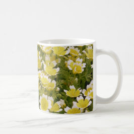 Sunny Gold White Flowers Koffiemok