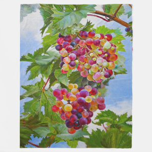 Sunny Grapevine - Kleurrijke Druiven Stilleven Ver Fleece Deken
