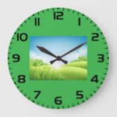 Sunny Green Field Landscape Grote Klok (Voorkant)