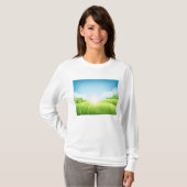 Sunny Green Field Landscape T-shirt (Voorkant volledig)