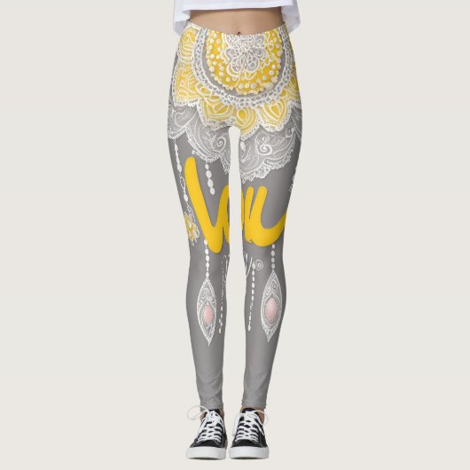 Sunny Grey AI art Leggings (Voorkant)