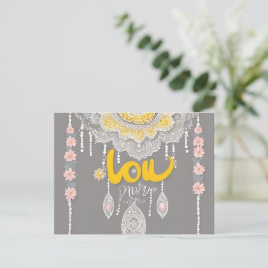 Sunny Grey Lace AI art Briefkaart (Staand voorkant)