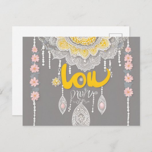 Sunny Grey Lace AI art Briefkaart (Voorkant / Achterkant)