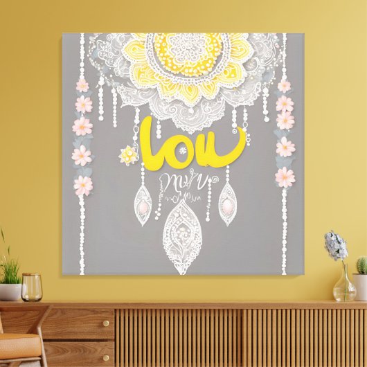 Sunny Grey Lace AI art Canvas Afdruk (Insitu (Woonkamer))