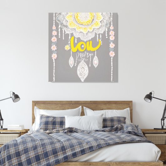 Sunny Grey Lace AI art Canvas Afdruk (Insitu (Slaapkamer))