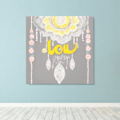 Sunny Grey Lace AI art Canvas Afdruk (Insitu (Houten vloer))