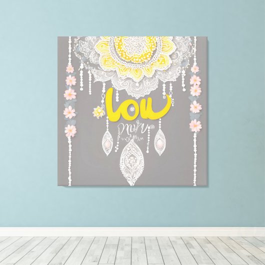 Sunny Grey Lace AI art Canvas Afdruk (Insitu (Houten vloer))