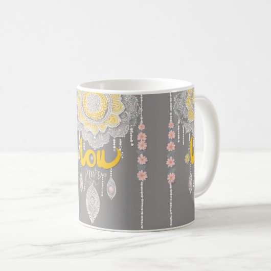 Sunny Grey Lace AI art Koffiemok (Voorkant rechts)
