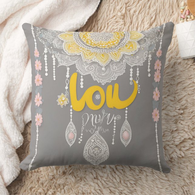 Sunny Grey Lace AI art Kussen (Deken)