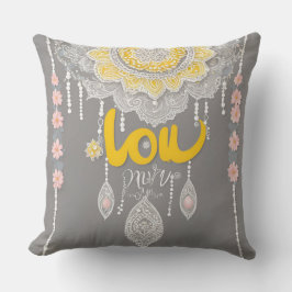 Sunny Grey Lace AI art Kussen