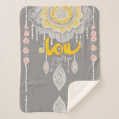 Sunny Grey Lace AI art Sherpa Deken (Voorkant)