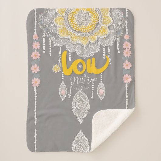 Sunny Grey Lace AI art Sherpa Deken (Voorkant)