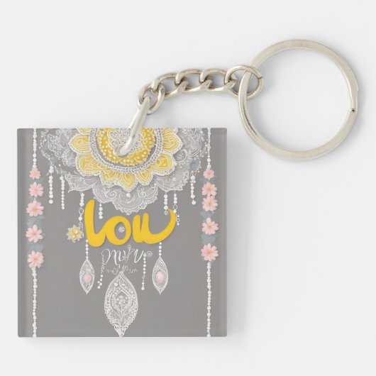 Sunny Grey Lace AI art Sleutelhanger (Achterkant)