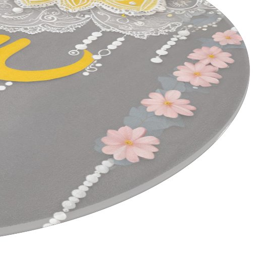 Sunny Grey Lace AI art Snijplank (Hoek)