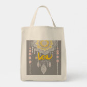 Sunny Grey Lace AI art Tote Bag (Achterkant)