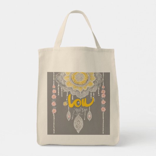 Sunny Grey Lace AI art Tote Bag (Achterkant)