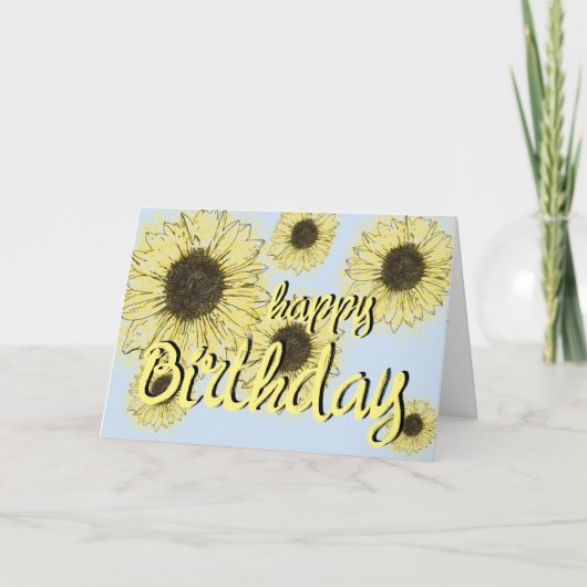 Sunny Happy Birthday Kaart (Voorkant)