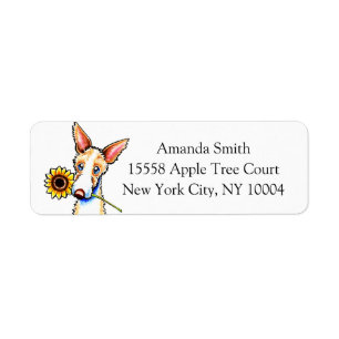 Sunny Ibizan Hound Off-Leash Art™ Custom Etiket