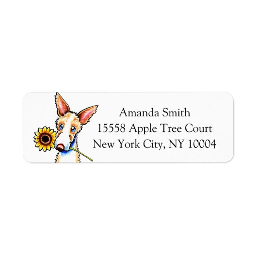 Sunny Ibizan Hound Off-Leash Art™ Custom Etiket (Voorkant)