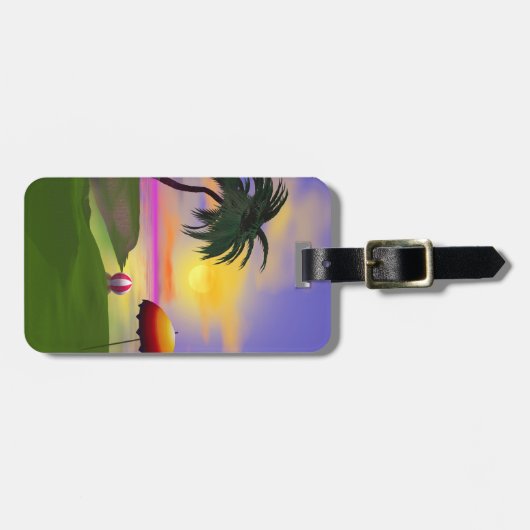 Sunny Island Beach Vacation Bagagelabel (Voorkant horizontaal)