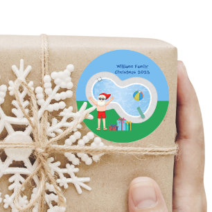 Sunny Kerstkerstkerstkerstman Cute Custom Pool Par Ronde Sticker