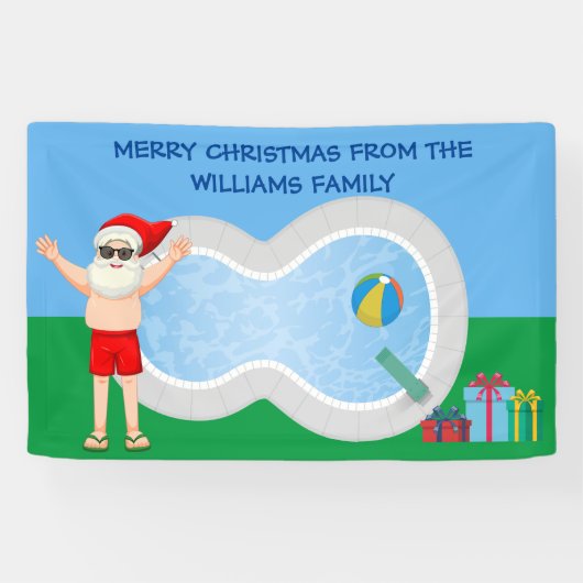 Sunny Kerstkerstkerstkerstman Cute Custom Pool Par Spandoek (Horizontaal)