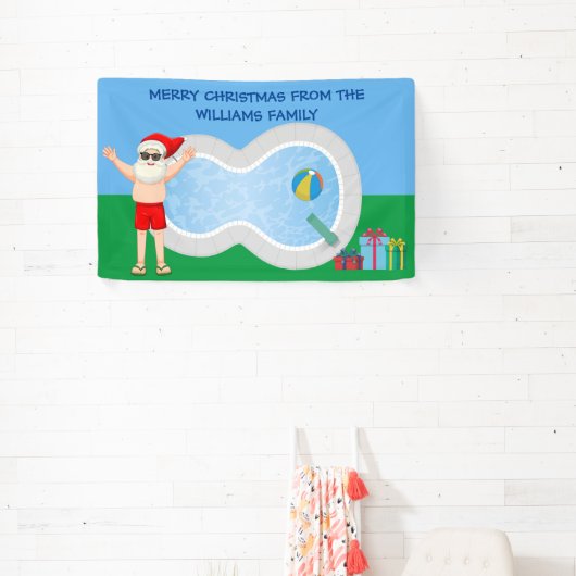 Sunny Kerstkerstkerstkerstman Cute Custom Pool Par Spandoek (Insitu)
