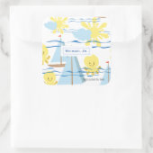 Sunny Kinder Pattern, Boat, Octopus en Sun Clipart Vierkante Sticker (Tas)