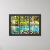Sunny Lake Scenery Black Fake Window Illusion Canvas Afdruk (Voorkant)