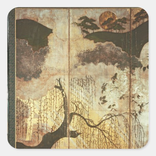 Sunny Landscape Vierkante Sticker (Voorkant)