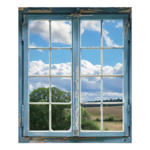 Sunny Landscape Window Uitzicht Foto Afdruk
