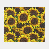 Sunny Large Sunflower Patroon Fleece Deken (Voorkant (Horizontaal))
