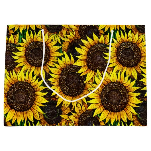 Sunny Large Sunflower Patroon Groot Cadeauzakje (Voorkant)