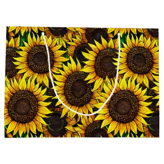 Sunny Large Sunflower Patroon Groot Cadeauzakje (Achterkant)