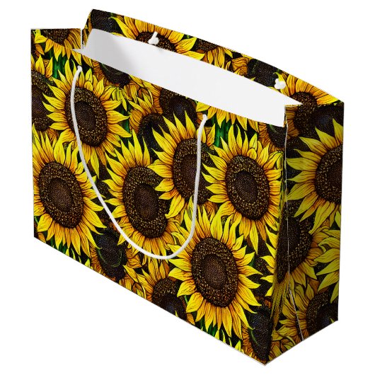 Sunny Large Sunflower Patroon Groot Cadeauzakje (Achterkant Gekanteld)