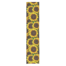 Sunny Large Sunflower Patroon Korte Tafelloper