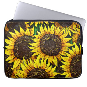 Sunny Large Sunflower Patroon Laptop Sleeve