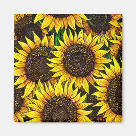 Sunny Large Sunflower Patroon Magneet